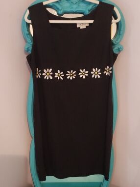 AGB Black Mini Dress with Daisy Trim